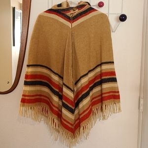 VINTAGE | Wool Zippered & Hooded Poncho